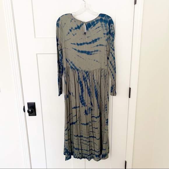 Anthropologie Dolan Left Coast Eliska Blue Tie Dye Long Sleeves Midi Sz S M - Picture 5 of 6